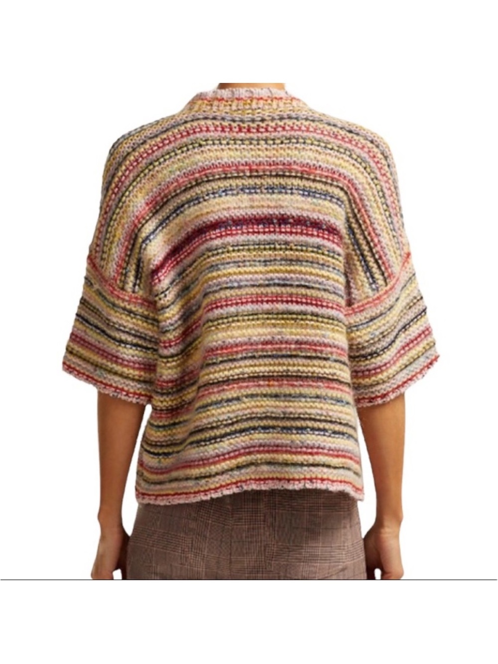 Ganni mixed Knit drop shoulder short sleeve sweater - Picture 2 of 7